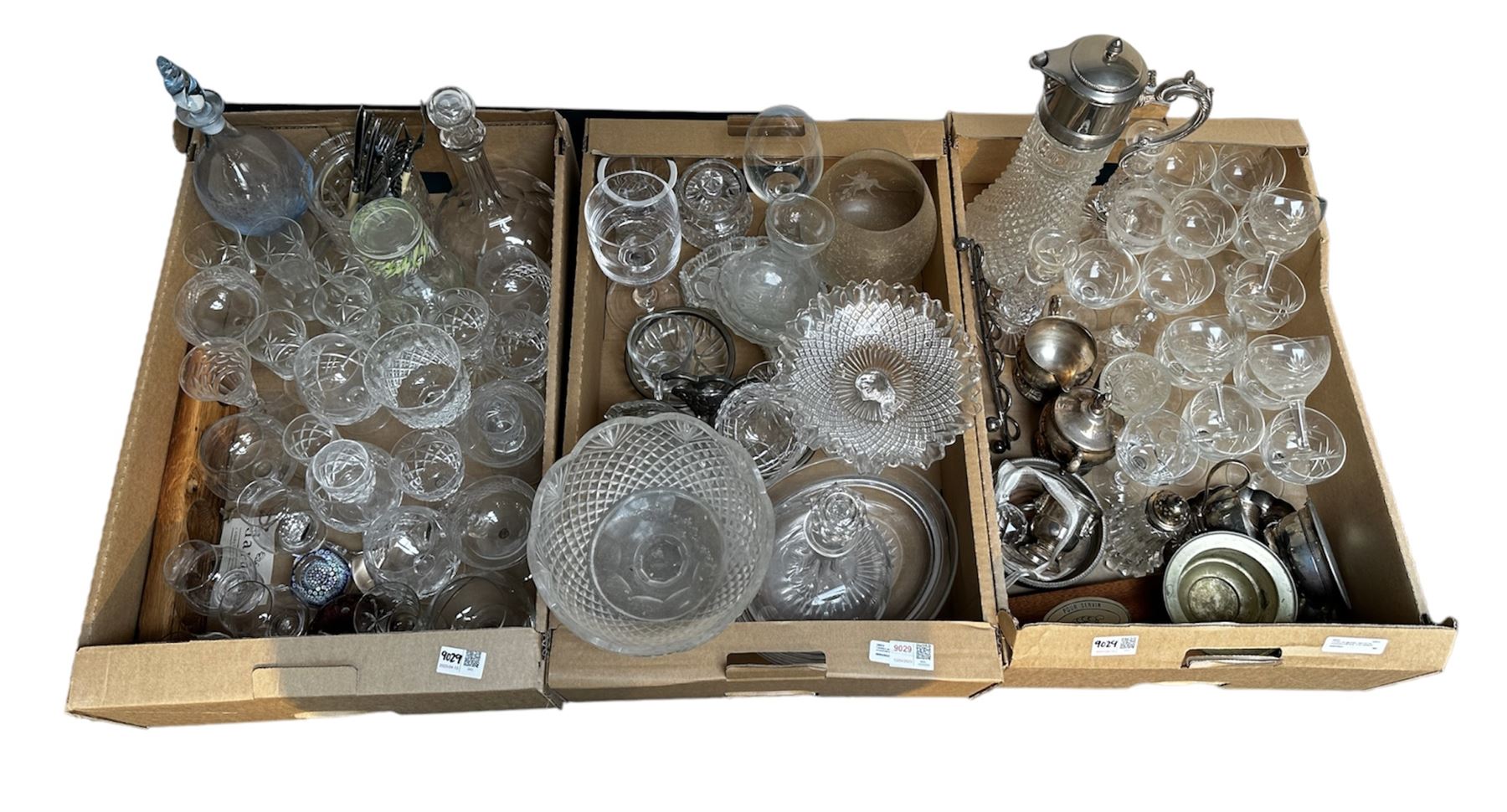 Quantity of glassware including a large moulded glass claret jug