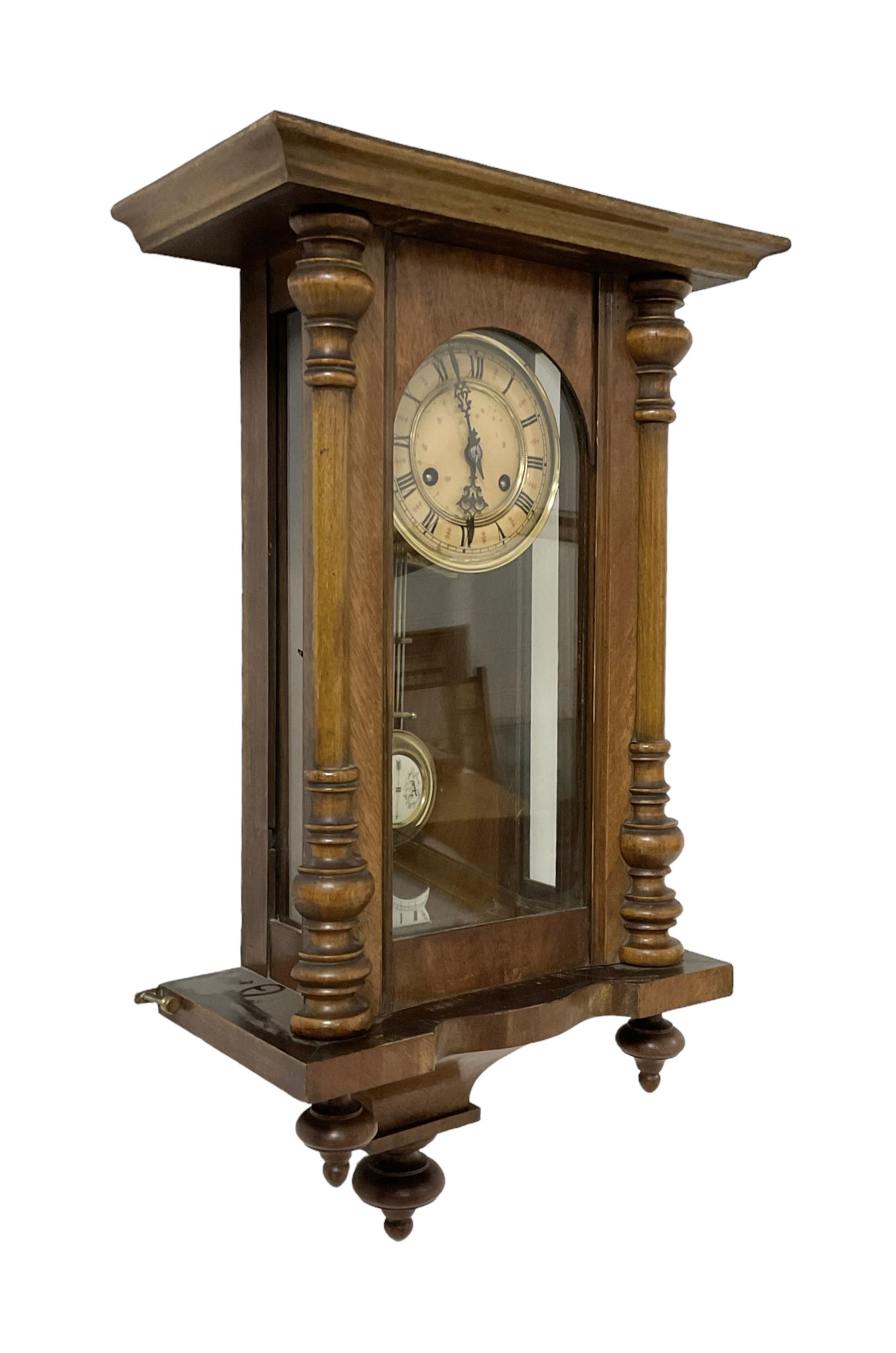 German - 19th-century spring driven wall clock with pendulum and key. - Image 2 of 3