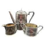 Victorian three piece silver-plated tea set