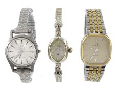 Omega De Ville ladies stainless steel and gold-plated quartz bracelet wristwatch