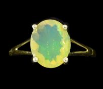 9ct gold single stone opal ring