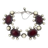 Mitchel Maer for Christian Dior bracelet set with faux pearl and red paste stones by