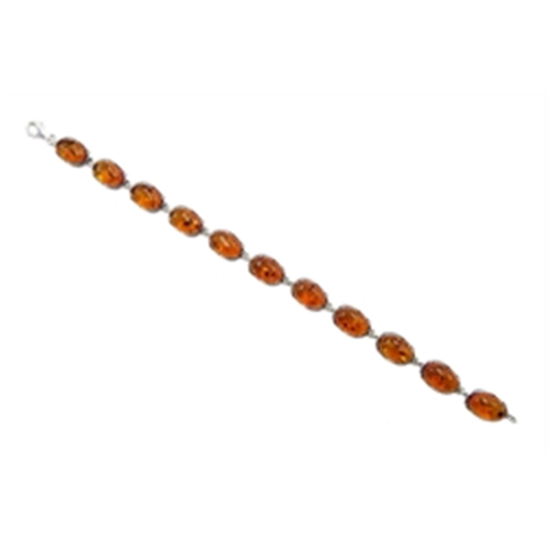 Silver Baltic amber oval link bracelet - Image 3 of 3