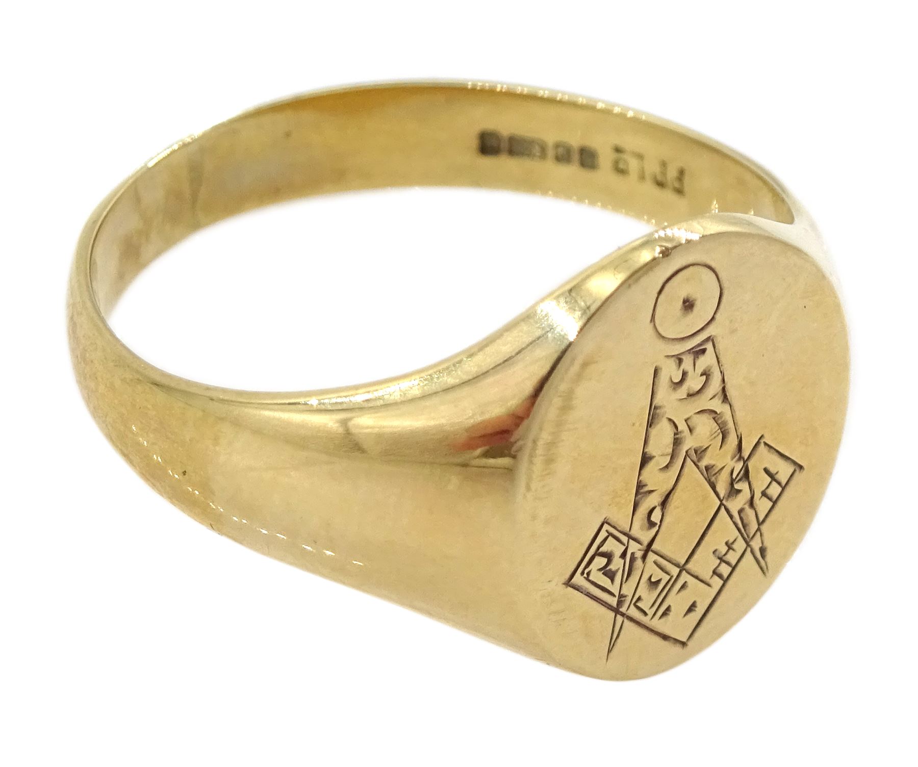 9ct gold Masonic signet ring - Image 3 of 4