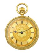 Victorian 18ct gold ladies open face keyless lever presentation pocket watch