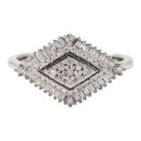 9ct white gold diamond cluster ring