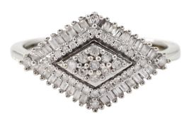 9ct white gold diamond cluster ring