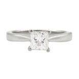 Platinum single stone princess cut diamond ring