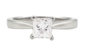 Platinum single stone princess cut diamond ring