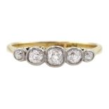 Early 20th century 18ct gold milgrain set five stone diamond ring