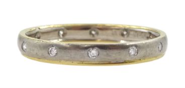 18ct gold white and yellow gold rubover set diamond full eternity ring