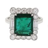 18ct white gold emerald cut emerald