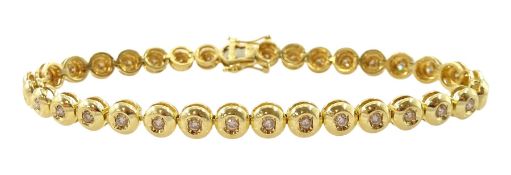 18ct gold bezel set round brilliant cut fancy champagne diamond bracelet