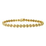 18ct gold bezel set round brilliant cut fancy champagne diamond bracelet