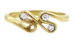 14ct gold three stone cubic zirconia dress ring