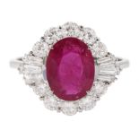 18ct white gold oval cut ruby
