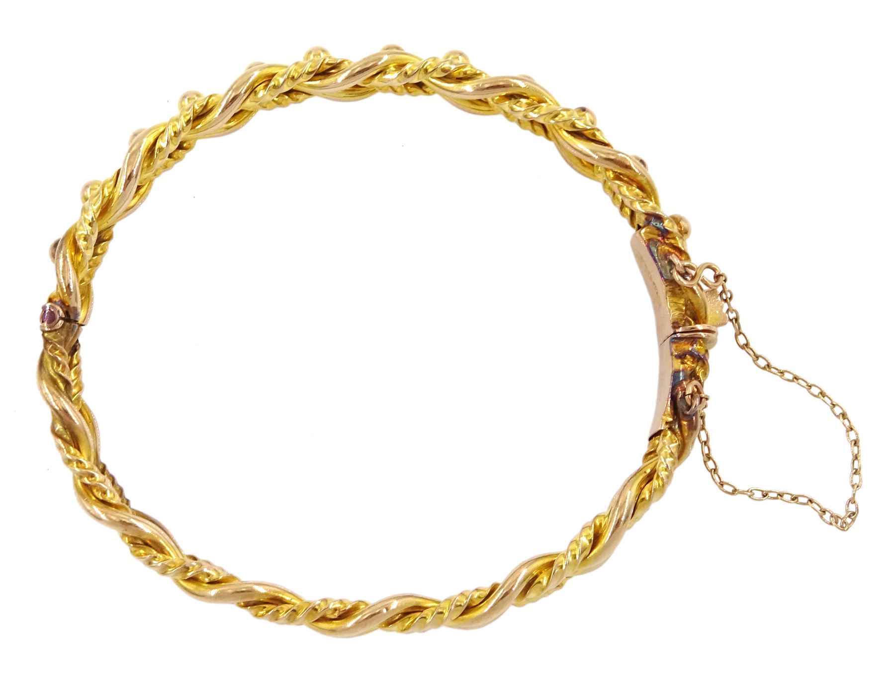 Early 20th century gold knot link and bead bangle - Image 2 of 2