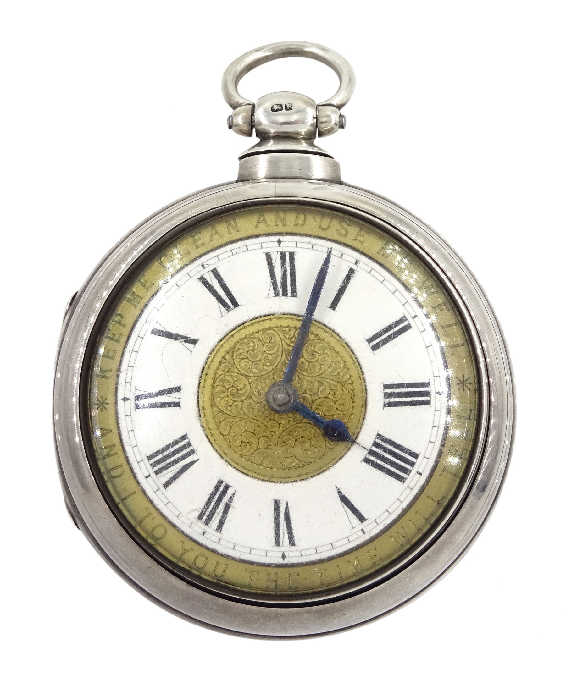 Victorian silver pair cased verge fusee pocket watch by J C Heselton