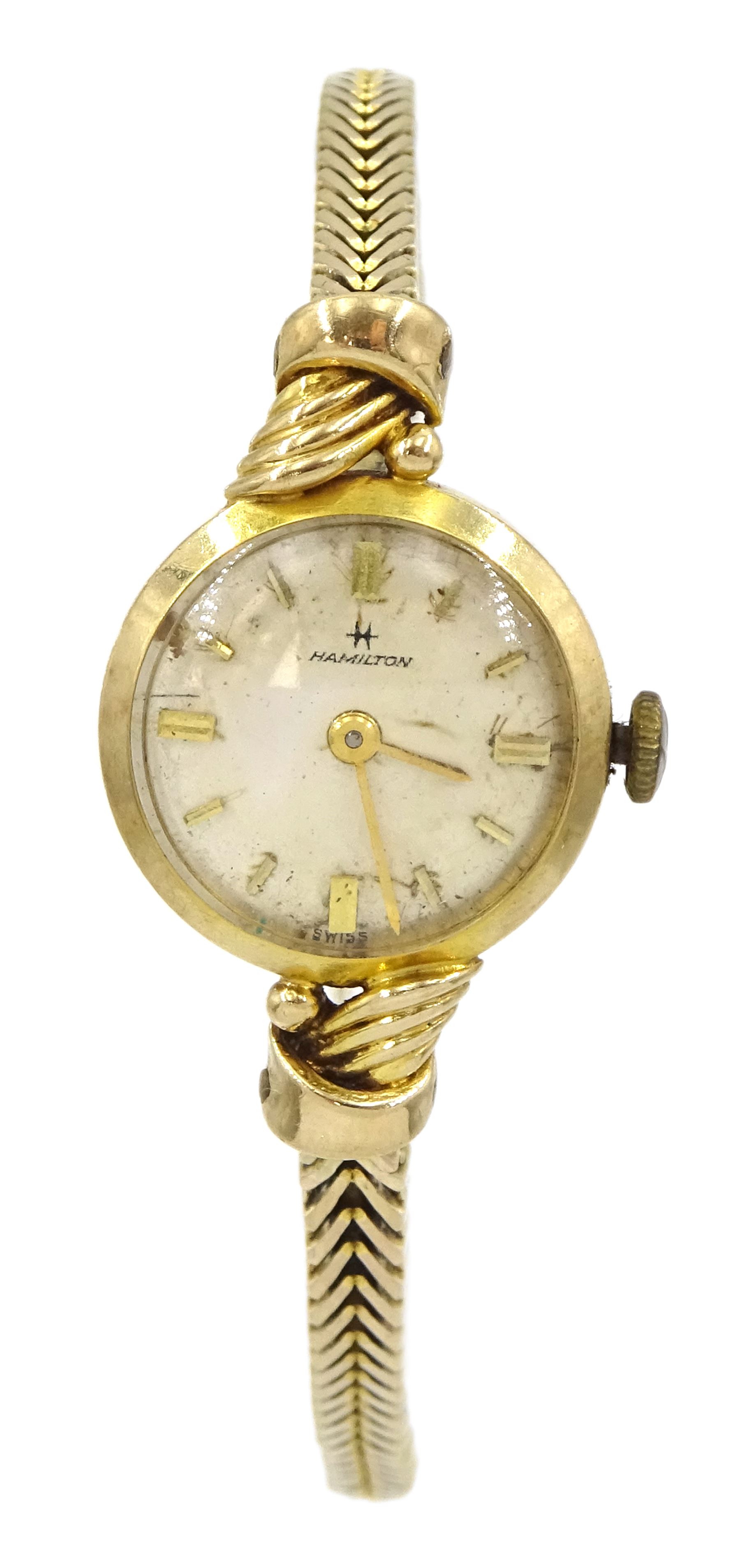 Hamilton ladies 9ct gold manual wind bracelet wristwatch