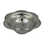 Silver circular pedestal fruit bowl with pierced border and egg and dart rim D21cm Birmingham 1927 M