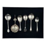 Dutch silver caddy spoon with embossed bowl