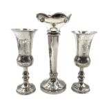Pair of silver Kiddush cups with engraved decoration H10cm London 1920 Maker J Zeving (or Joseph Zwe