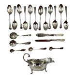 Set of six silver bead edge tea spoons Sheffield 1888/90