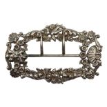 Late Victorian pierced silver buckle with birds