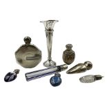 Miniature Edwardian ceramic and silver scent flask Birmingham 1902