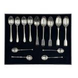 Four George IV silver fiddle pattern teaspoons York 1824 Maker Barber