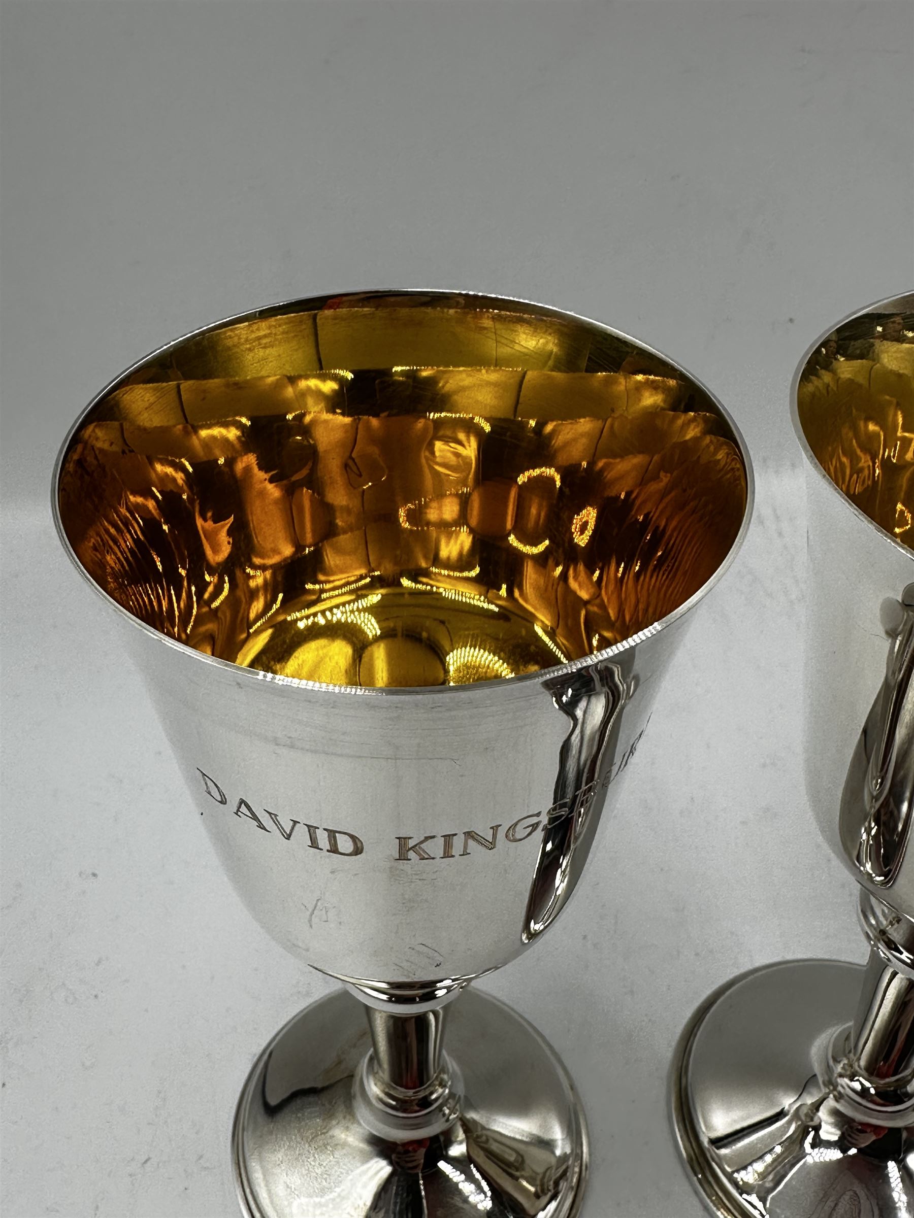 Set of twelve silver goblets with gilded interiors - Image 3 of 3