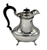Silver baluster hot water jug with pierced rim