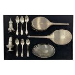 Set of six Russian silver tea spoons engraved with a monogram