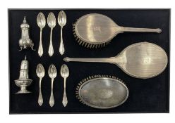 Set of six Russian silver tea spoons engraved with a monogram