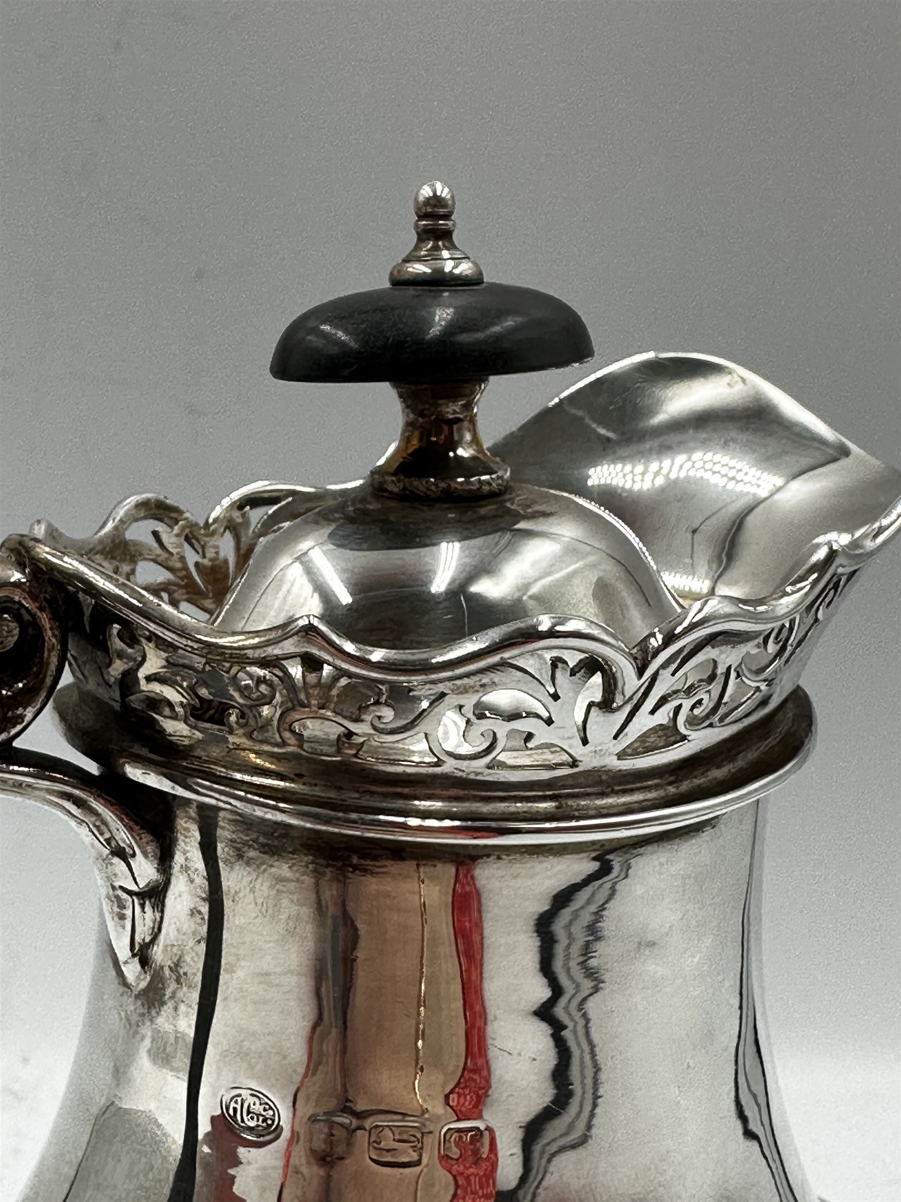 Silver baluster hot water jug with pierced rim - Image 3 of 3