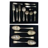 Pair of William IV silver table spoons engraved with initials London 1833 Maker Robert Hennell