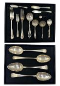 Pair of William IV silver table spoons engraved with initials London 1833 Maker Robert Hennell
