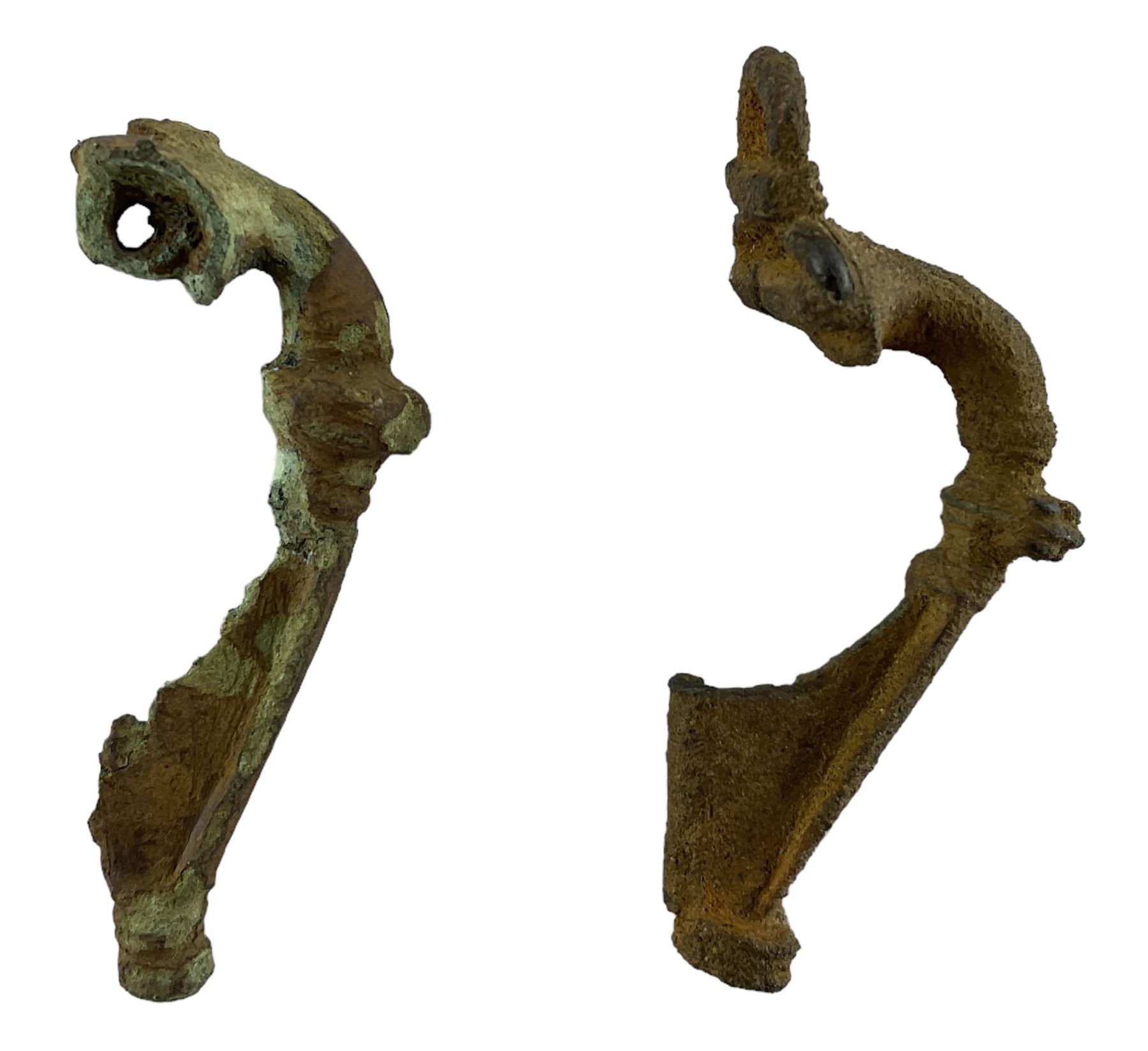 Roman British - two large Roman copper alloy trumpet brooches decorated with headstud - Image 3 of 3