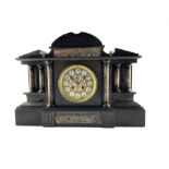 French - late 19th century Belgium slate 8-day mantle clock