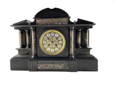 French - late 19th century Belgium slate 8-day mantle clock