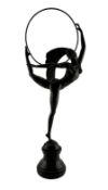 Art Deco design bronze figure after J.P.Morante modelled as a hoop dancer with signature and foundry