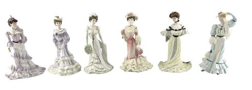 Six Coalport Golden Age limited edition figures comprising 'Beatrice at the Garden Party'