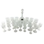 Part suite of Thomas Webb Wellington pattern table glass comprising seven claret glasses