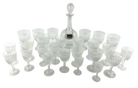 Part suite of Thomas Webb Wellington pattern table glass comprising seven claret glasses