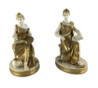 Pair of late 19th century Naples female figures