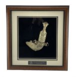 20th century Omani presentation jambiya in white metal scabbard the frame inscribed 'The Dubai Duty