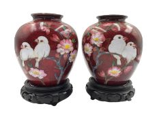 Pair of Japanese Ginbari Cloisonne vases