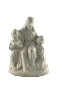 19th century small glazed pottery model of Jesus and two Children