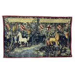 Machine made Point de Loiselles tapestry wall hanging with the arms of the knights of the Round Tabl