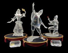 Three Swarovski crystal SCS Annual Edition 'Masquerade' figures designed by Gabriele Stamey